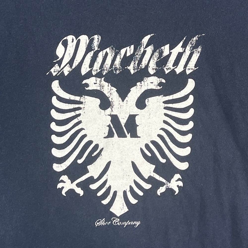 VTG Macbeth Shoe Company T-Shirt Mens Small Black Eagle Logo Blink 182 Made USA - Picture 2 of 14